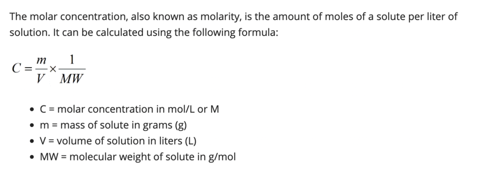 Molarity Reference