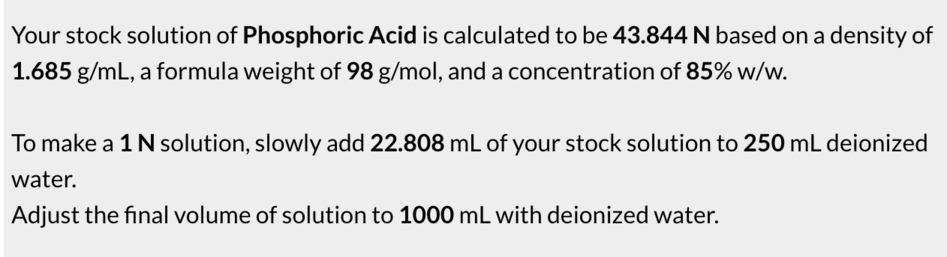 Phosphoric Acid Reference